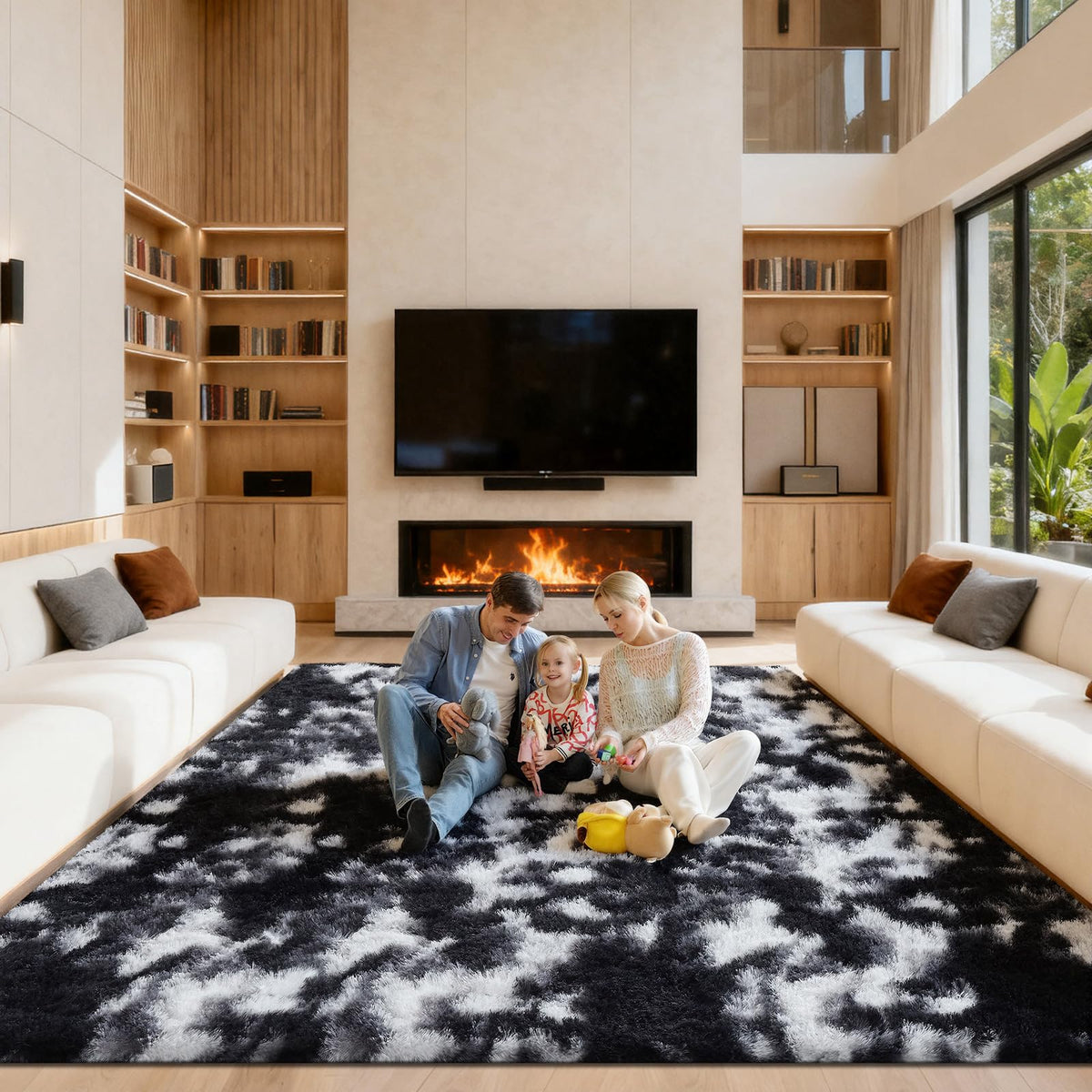 5x7 Large Fluffy Area Rugs for Living Room Bedroom, Light Tan