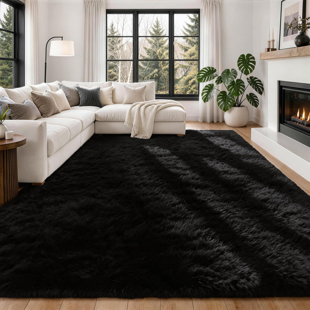 8x10 Area Rugs for Living Room Bedroom,Ultra Soft Fluffy Shag Rug Grey