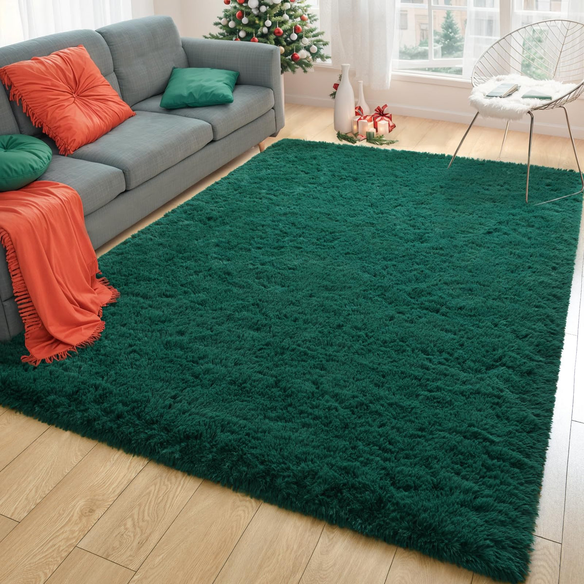 Merelax Soft Modern Indoor Large Shaggy Rug for Livingroom Bedroom Dorm Kids Room Home Decor, Non-Slip Plush Fluffy Furry Fur Area Rugs Comfy Nursery Accent Floor Carpet 9x12 Feet, Black