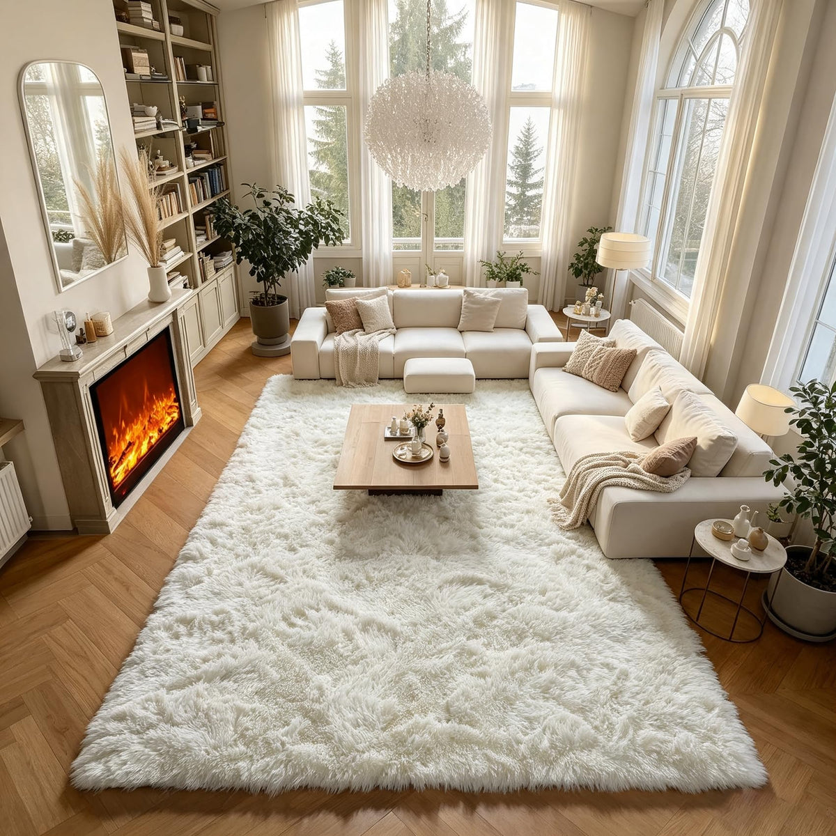 Light Pink Fluffy Round Rug Circle Area Rugs 4ft for Girls Kids Bedroom