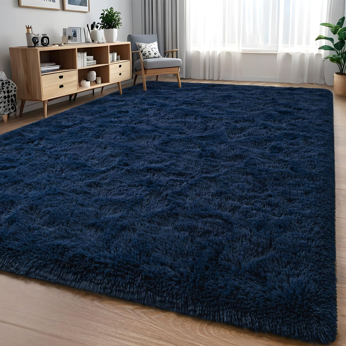Nuttumico Burgundy Fluffy Shag Area Rug for Living Room Bedroom, 6x9 Feet Ultra Soft Indoor Modern Plush Fuzzy Rug, Thickened Carpet for Kids Playroom, High Pile, Non Slipping