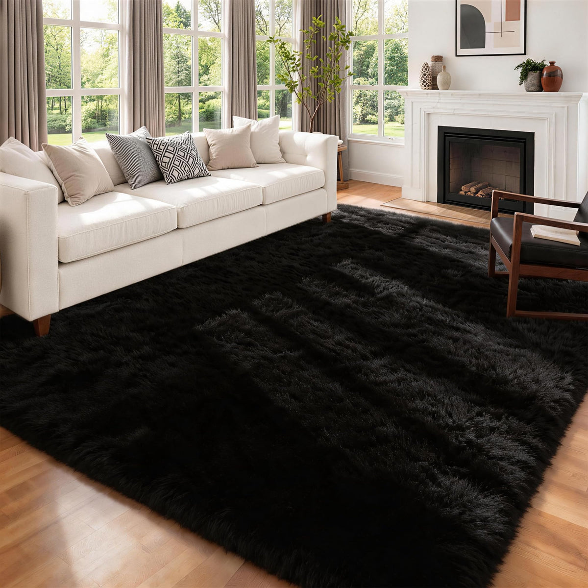 8x10 Area Rugs for Living Room Bedroom,Ultra Soft Fluffy Shag Rug Grey