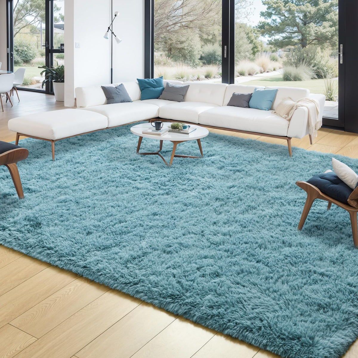 Merelax Soft Modern Indoor Large Shaggy Rug for Livingroom Bedroom Dorm Kids Room Home Decor, Non-Slip Plush Fluffy Furry Fur Area Rugs Comfy Nursery Accent Floor Carpet 9x12 Feet, Black
