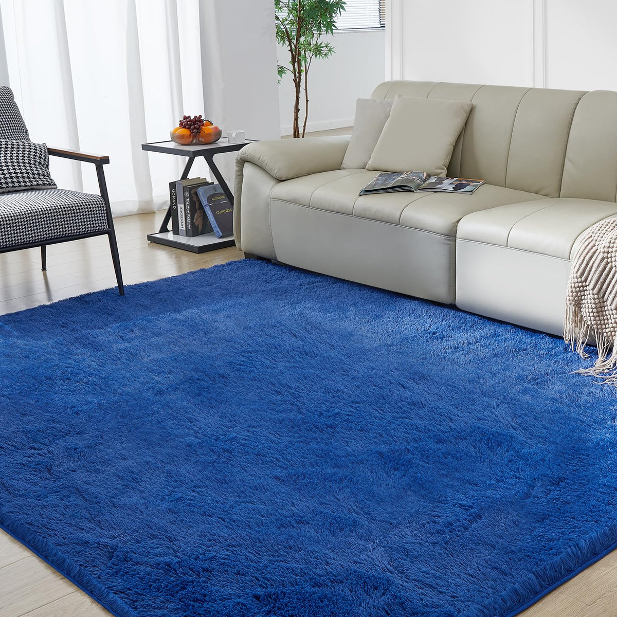 Ultra Soft Rug for Living Room, 8X10 Fluffy Shag Area Rug for Bedroom, Modern Shaggy Carpets Fuzzy Rug for Teens Dorm Nursery Home Decor Aesthetic, Upgrade Anti-Skid Durable, Cream White
