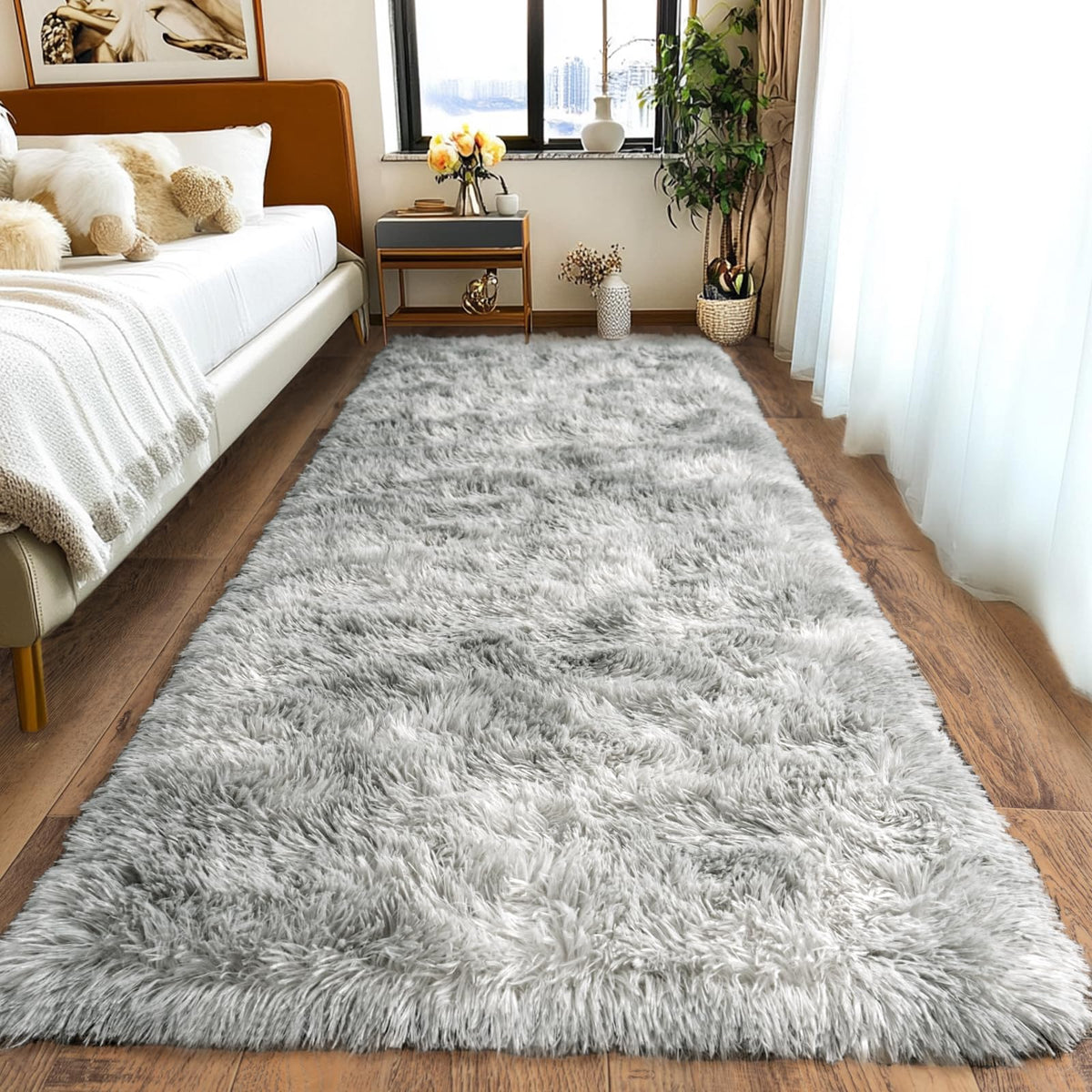 Pionblank 8x10 Rug for Living Room, Fluffy Large Area Rug, Cream White