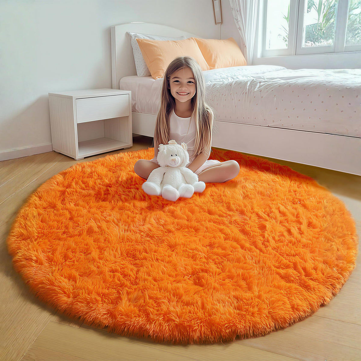 Area Rugs for Living Room Bedroom, 5x8 Fluffy Tie-Dyed Light Grey Shag Rug