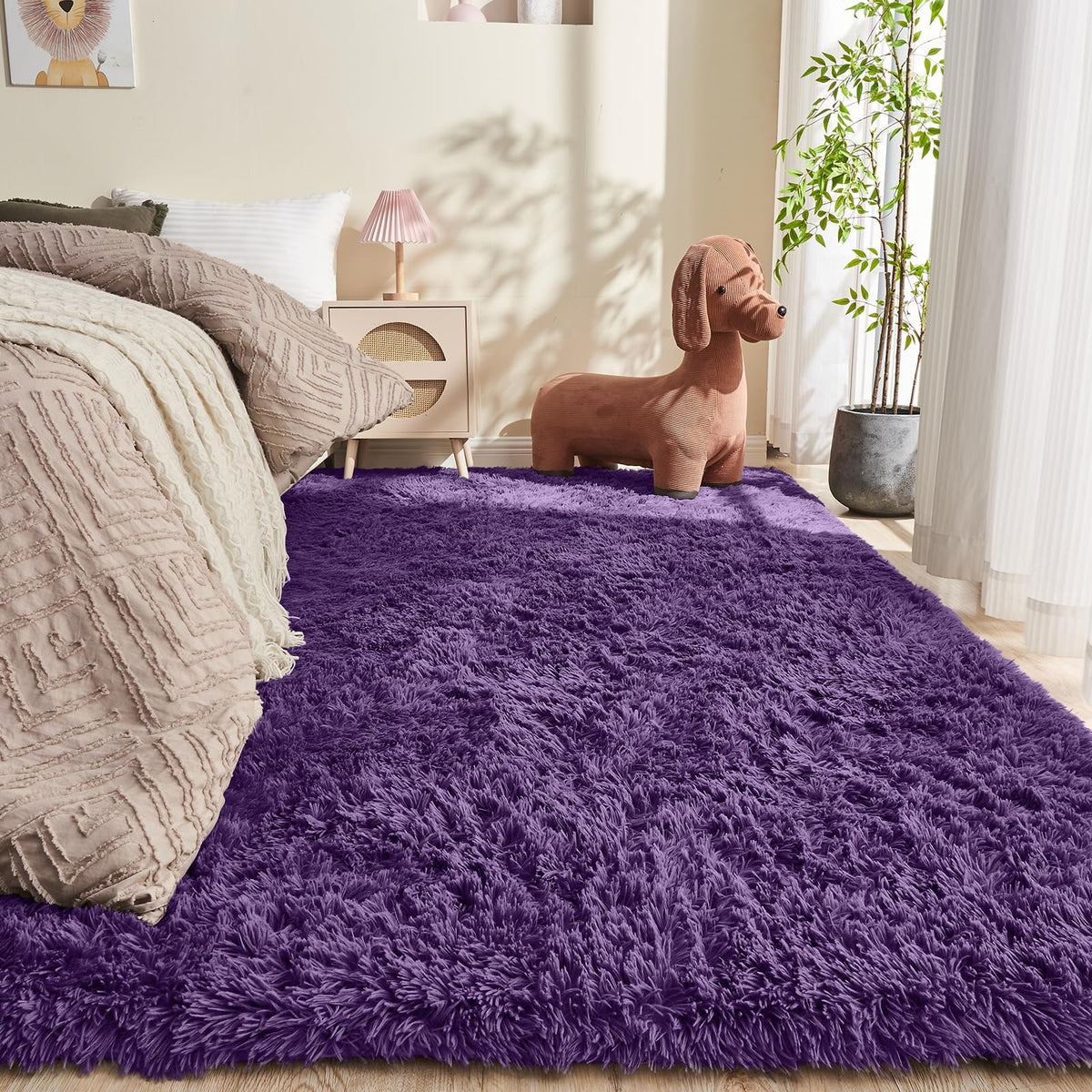 OPPODREAM 5x7 Beige Rugs for Bedroom, Ultra-Soft Fluffy Area Rugs for Living Room, 5 x 7 Shag Carpet for Nursery, Kids, Girl, Boy, Baby, Plush, Fuzzy, Shaggy, Cute Home Decor