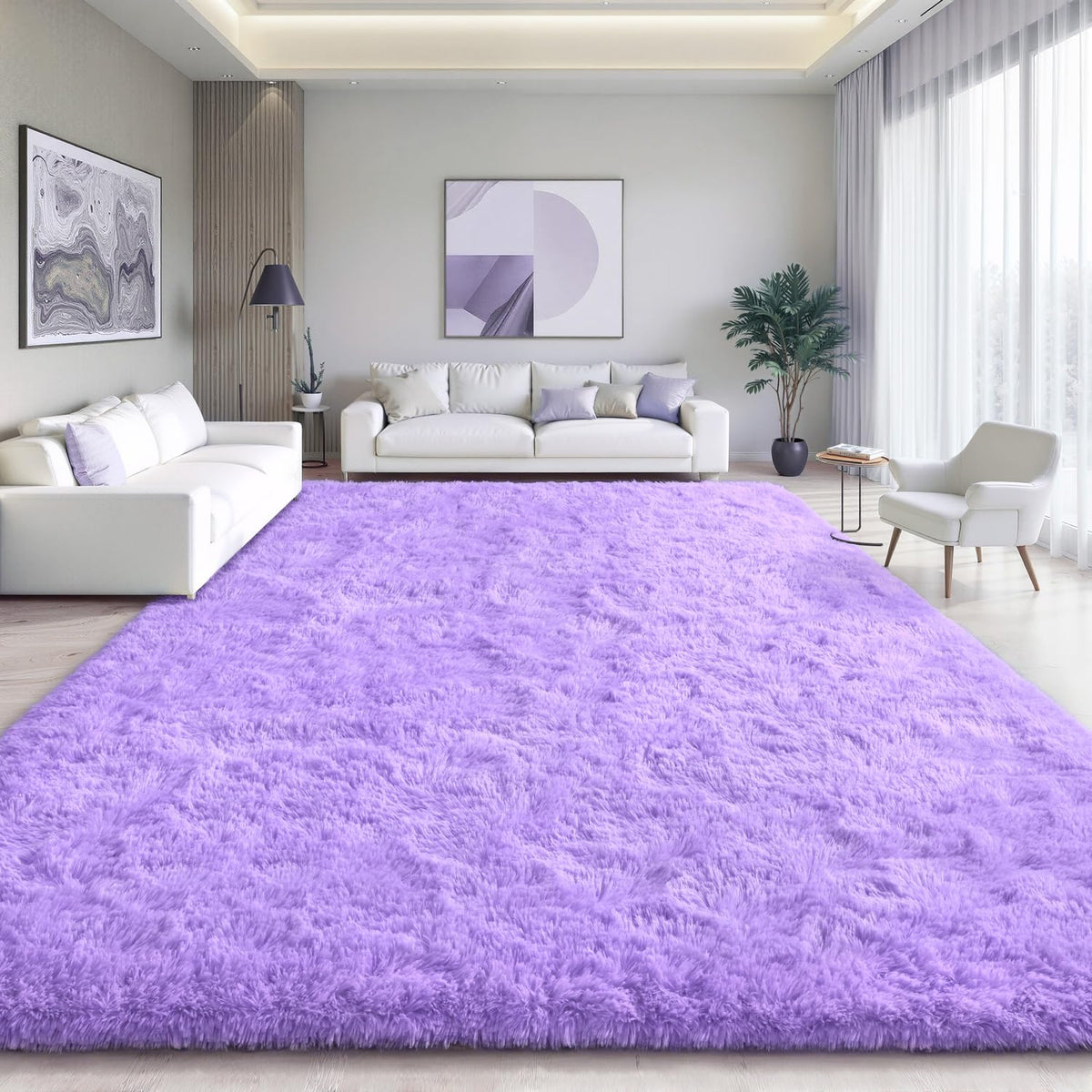 EVOIONOS Pink Round Rug for Bedroom, 4x4 Ft Fluffy Soft Circle Area Rugs for Living Room, Plush Shaggy Circular Carpet for Indoor Floor Bedside Girls Nursery, Machine-Washable Home Decor Aesthetic