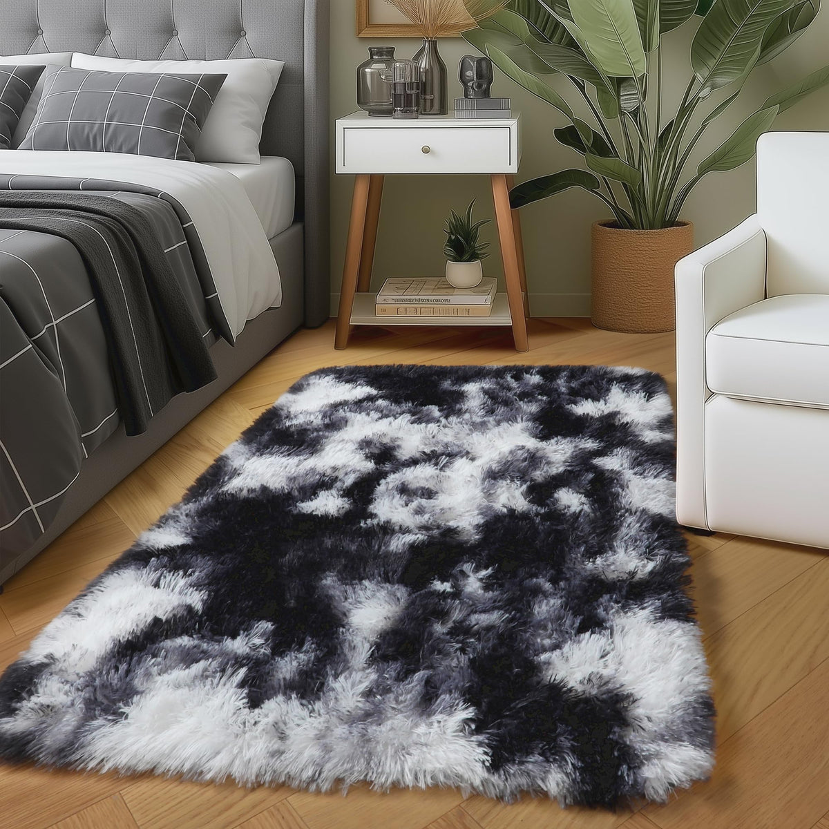Amdrebio Burnt Orange Shag Plush Large Area Rug 6x9 for Living Room Bedroom