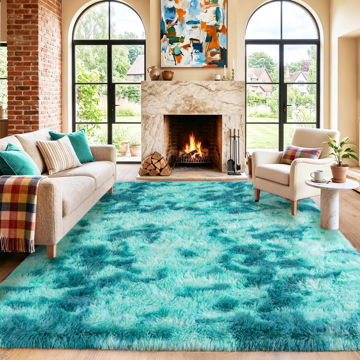 8x10 Area Rugs for Living Room, Ultra Soft Large Shag Black Bedroom Rug Upgrade Non-Slip Plush Modern Fluffy Carpet for Kids Boys Girls Room Home Decor Aesthetic