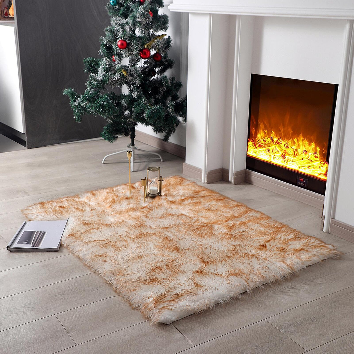 linmopm Faux Fur Sheepskin Fluffy Shag Fuzzy Rug, White, 2x6 ft Runner