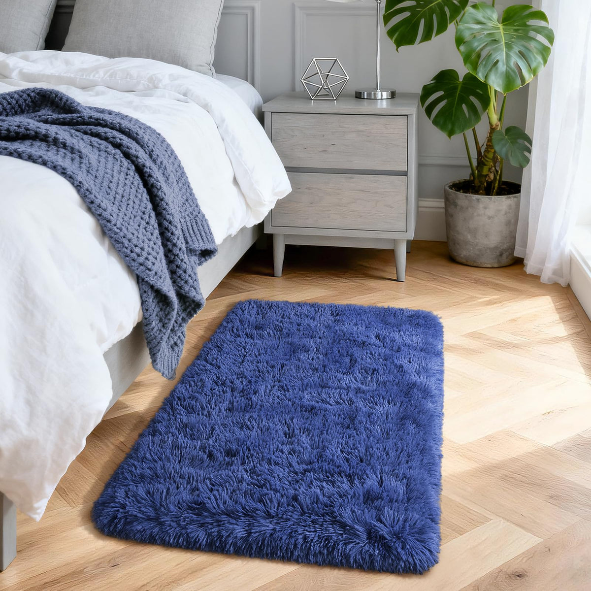 Merelax Soft Modern Indoor Large Shaggy Rug for Livingroom Bedroom Dorm Kids Room Home Decor, Non-Slip Plush Fluffy Furry Fur Area Rugs Comfy Nursery Accent Floor Carpet 9x12 Feet, Black