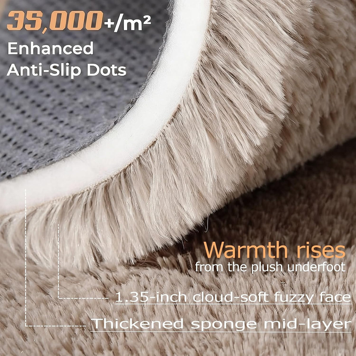8x10 Area Rugs for Living Room: Fluffy Shag Soft Washable Rug Large Fuzzy Plush Indoor Carpet for Bedroom Nursery Playroom Kids Girls Boys Room (Camel, 8'x10')