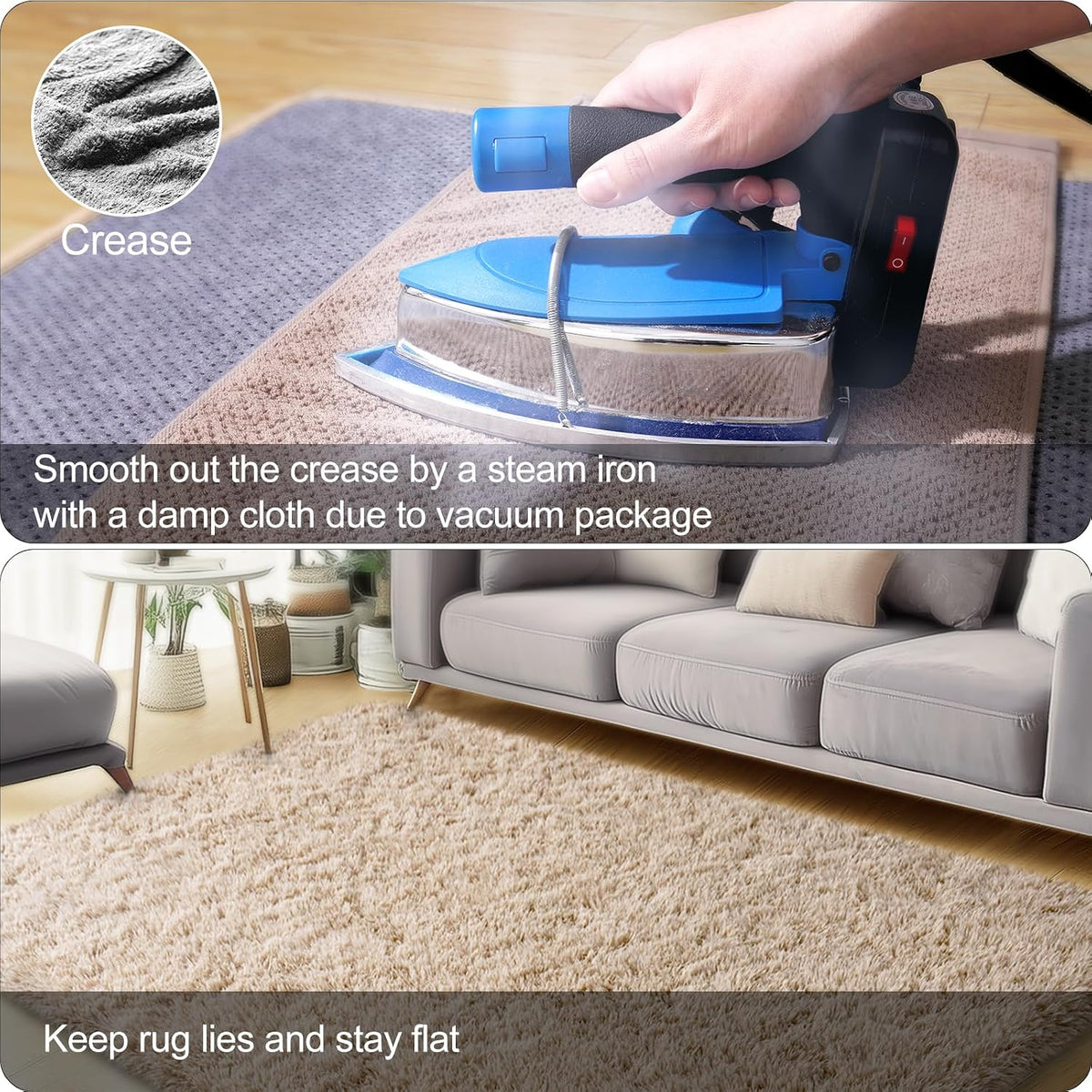 qulint Large Area Rug for Living Room 10x14, Fluffy Tan Rug for Bedroom