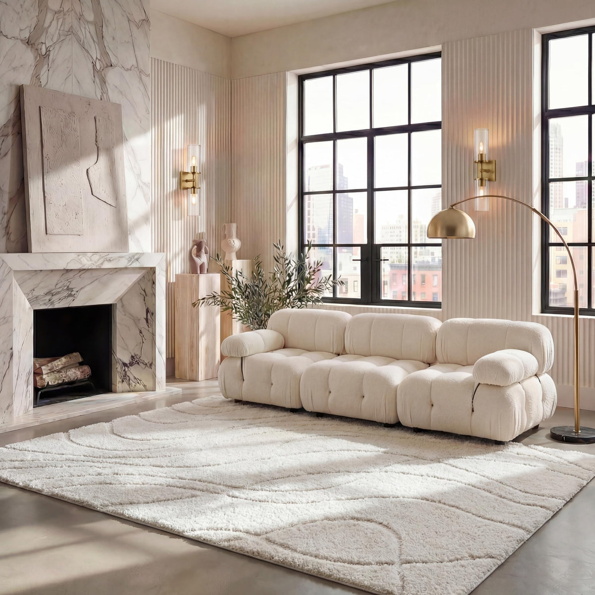 SAFAVIEH Florida Shag Rug 6'x9', Soft Plush Modern Cream & Beige SG471-1113