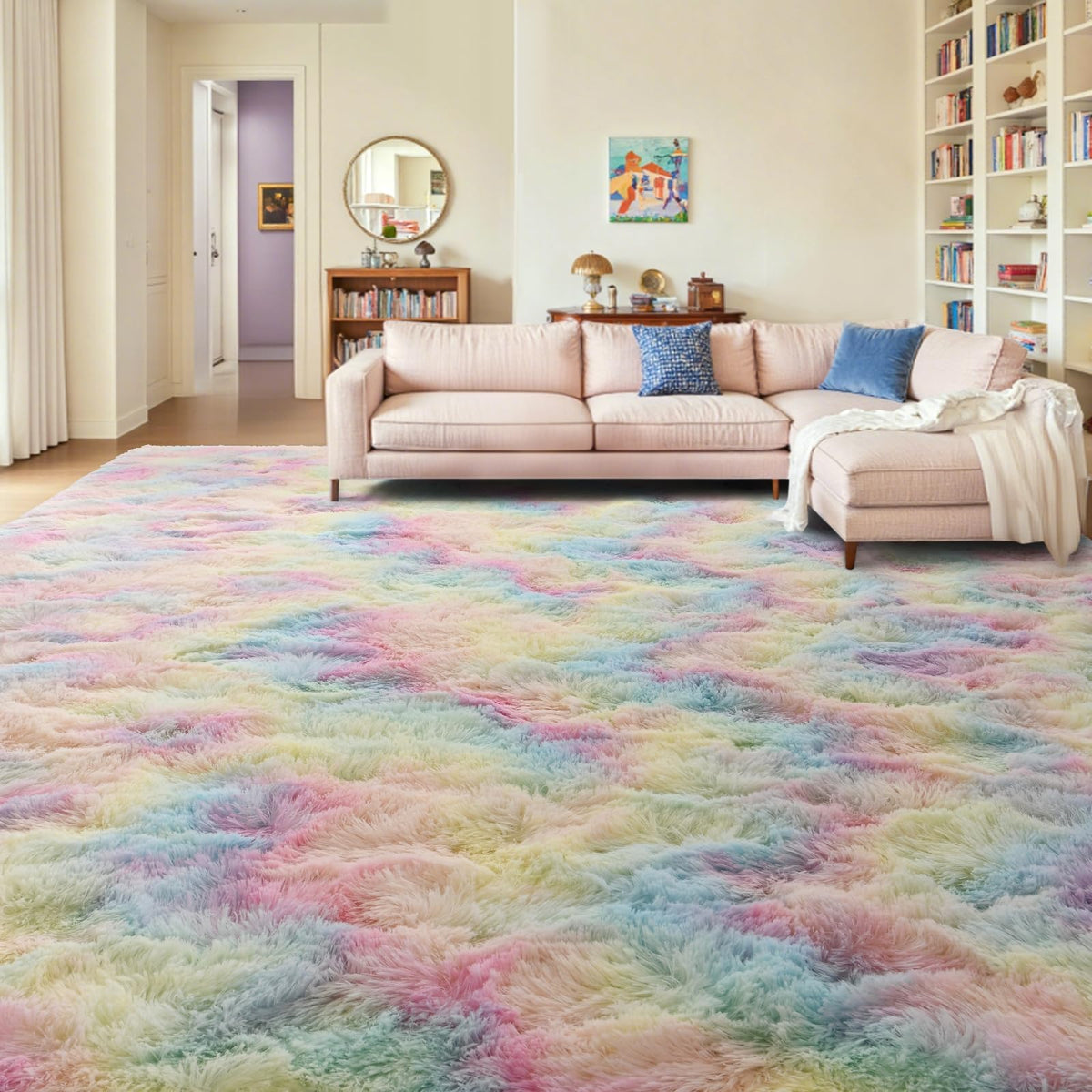 8x10 Area Rugs for Living Room Fluffy Carpet(Black)