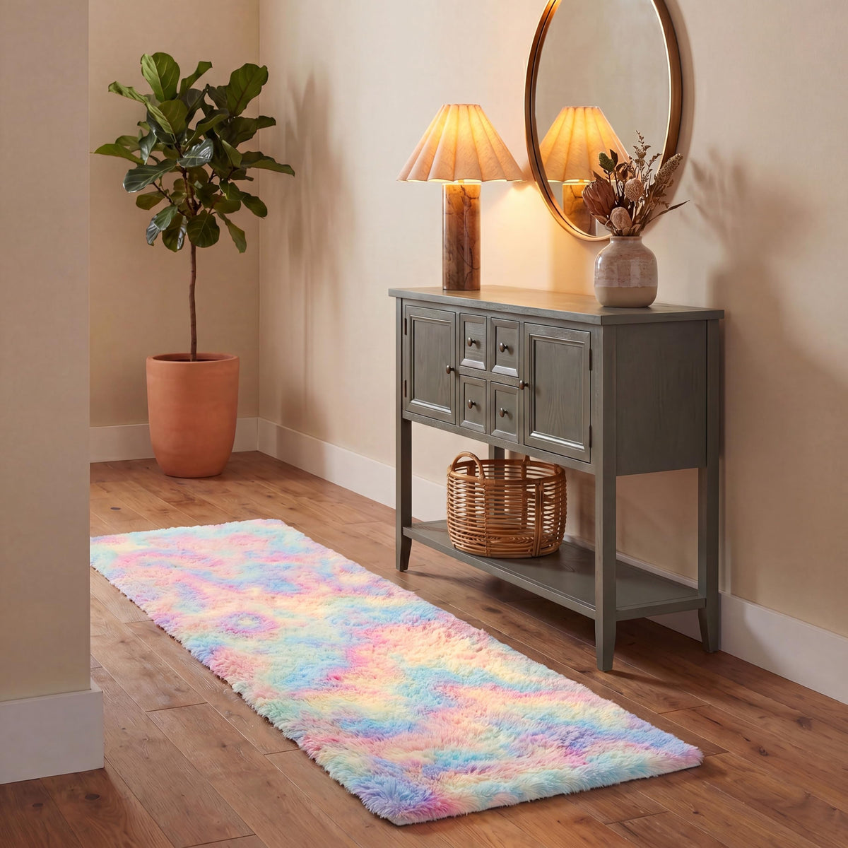 SAFAVIEH Rainbow Shag Collection Area Rug - 8' x 10', Light Beige, Slip Resistant, Non-Shedding & Easy Care, 1.6-inch Thick, Ideal for Living Room, Bedroom, Home Office, Dining Space (RBO100A-8)