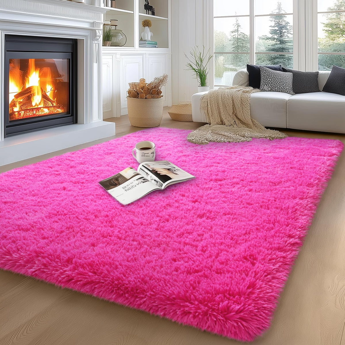 qulint Large Area Rug for Living Room 10x14, Fluffy Tan Rug for Bedroom
