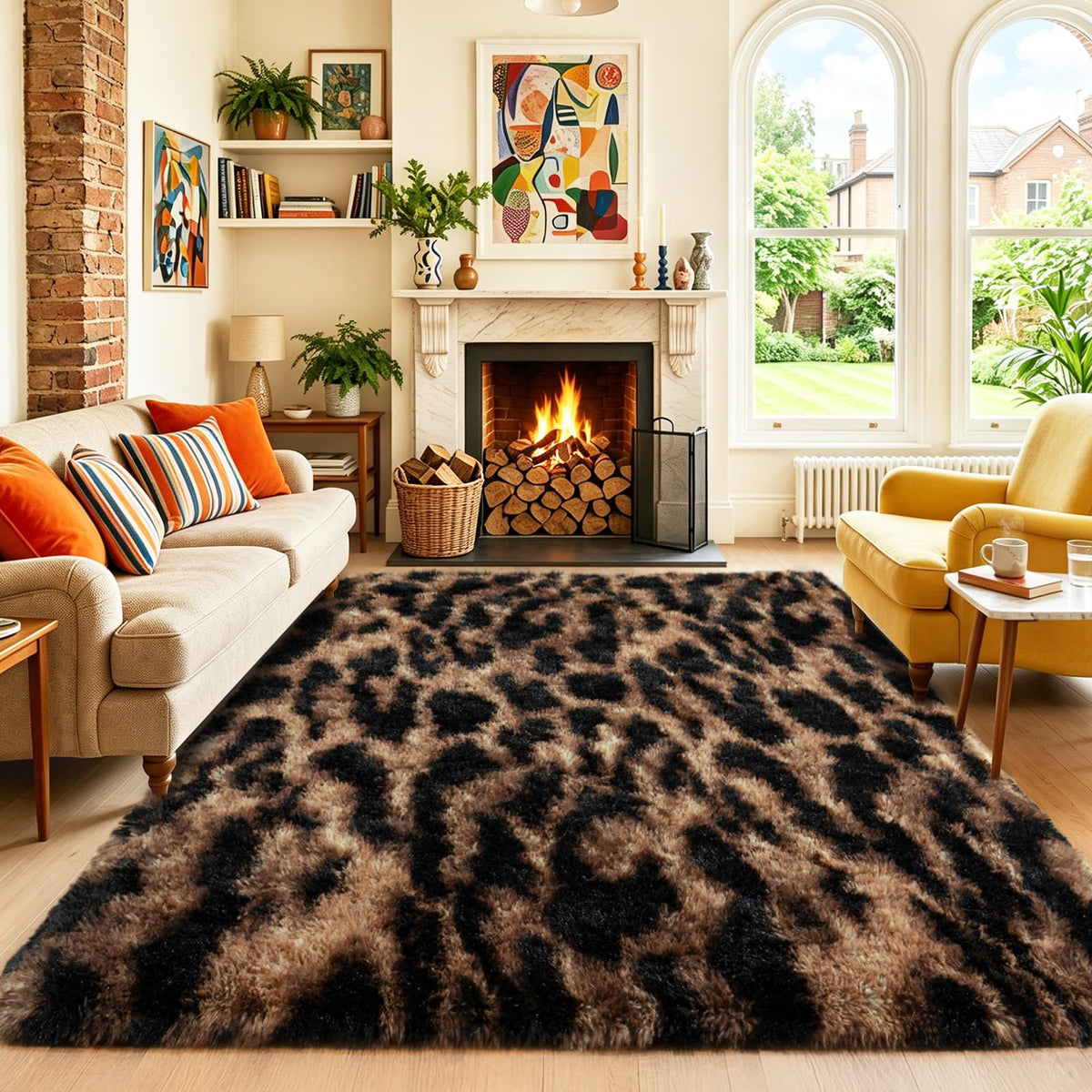 8x10 Area Rugs for Living Room, Ultra Soft Large Shag Black Bedroom Rug Upgrade Non-Slip Plush Modern Fluffy Carpet for Kids Boys Girls Room Home Decor Aesthetic