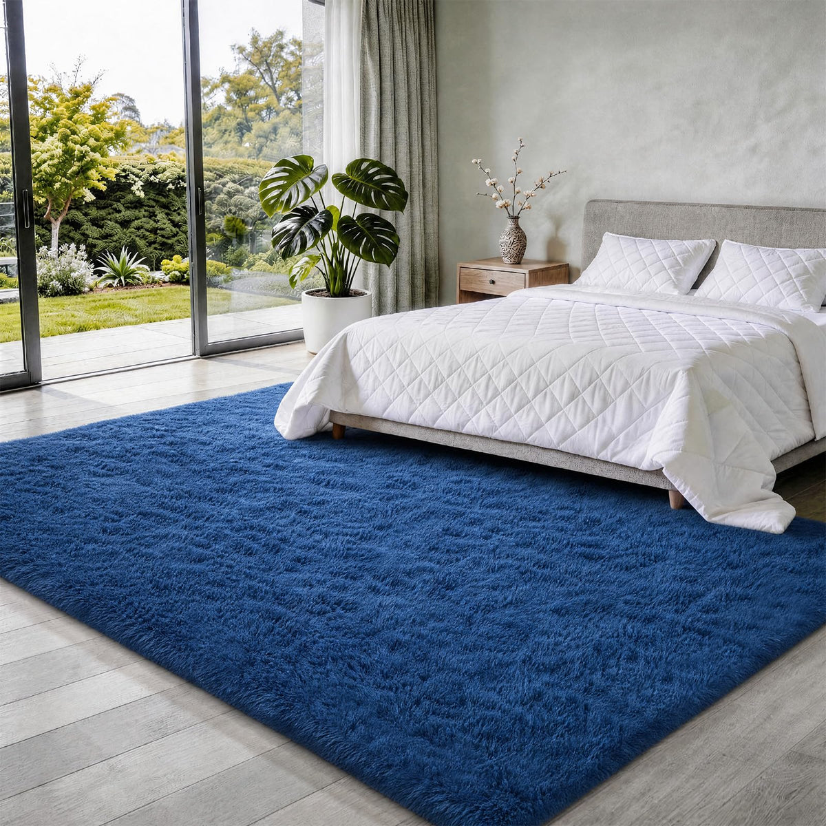 Ophanie 8x10 Area Rugs for Living Room, Washable Non-Slip Fluffy Soft Large Shag Bedroom Carpet, Ivory Big Indoor Nursery Rug, Carpets for Boy and Girls Room Dorm Decor with Over 99 pcs Pile fibers