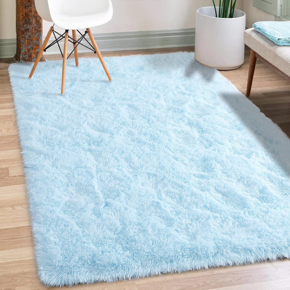 Merelax Soft Modern Indoor Large Shaggy Rug for Livingroom Bedroom Dorm Kids Room Home Decor, Non-Slip Plush Fluffy Furry Fur Area Rugs Comfy Nursery Accent Floor Carpet 9x12 Feet, Black