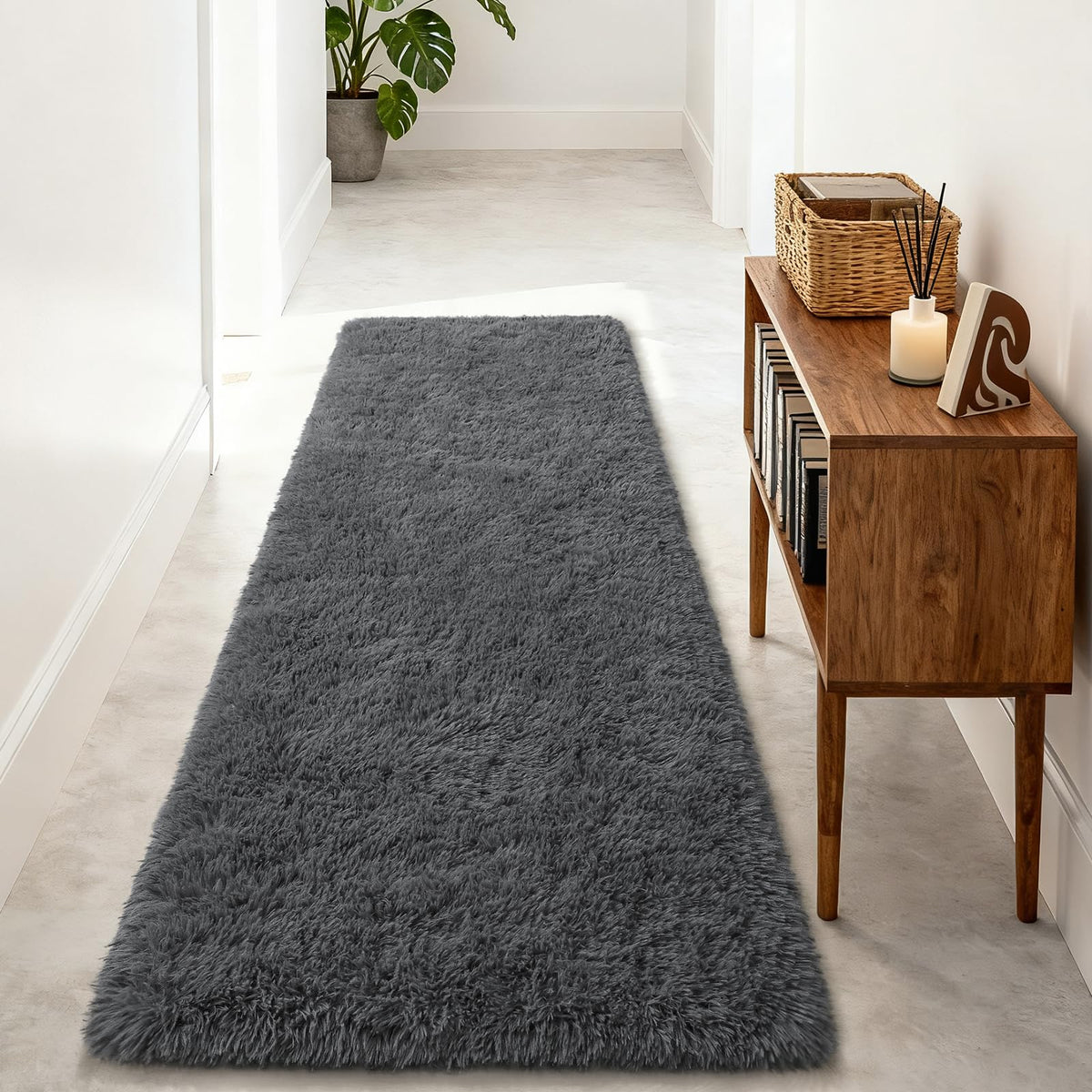 Merelax Soft Modern Indoor Large Shaggy Rug for Livingroom Bedroom Dorm Kids Room Home Decor, Non-Slip Plush Fluffy Furry Fur Area Rugs Comfy Nursery Accent Floor Carpet 9x12 Feet, Black