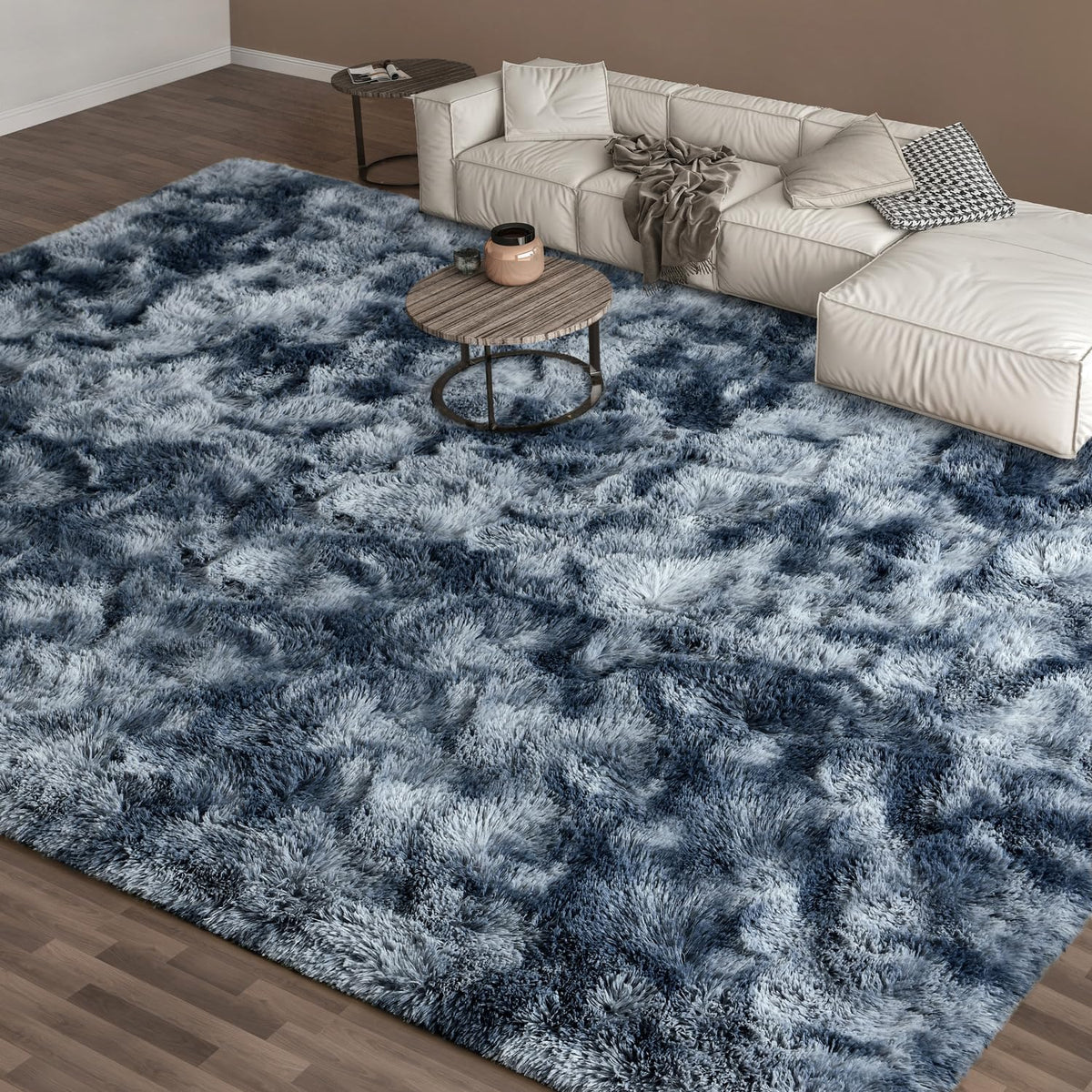 EVOIONOS Area Rug for Bedroom Living Room, Machine Washable 5x7 Fluffy Shag Rug, Soft Plush Non Slip Carpet for Indoor Floor Bedside Nursery Kids Girls Room Dorm, Home Decor Aesthetic, ‌Tie-Dye Camel