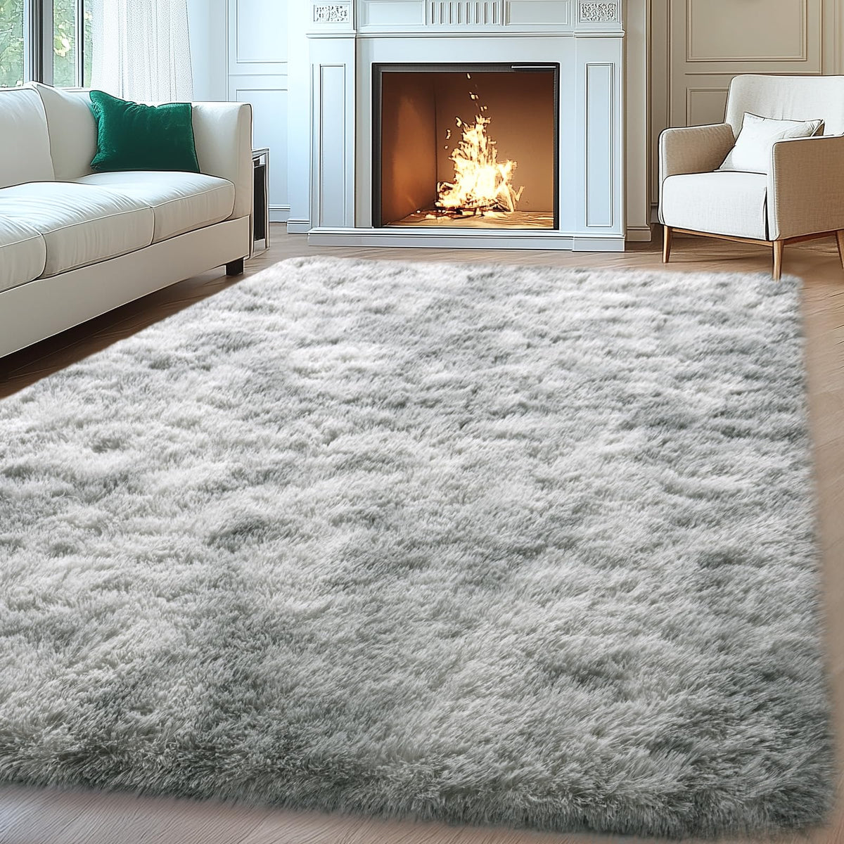 Mugorn 8x10 Area Rugs for Living Room, Large Fluffy Cream White Rugs