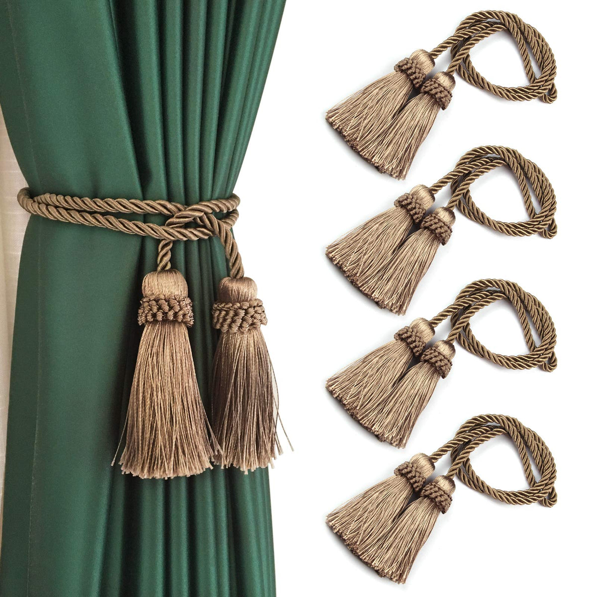 Curtain Tiebacks Handmade Curtain Holdbacks Rope with Tassel