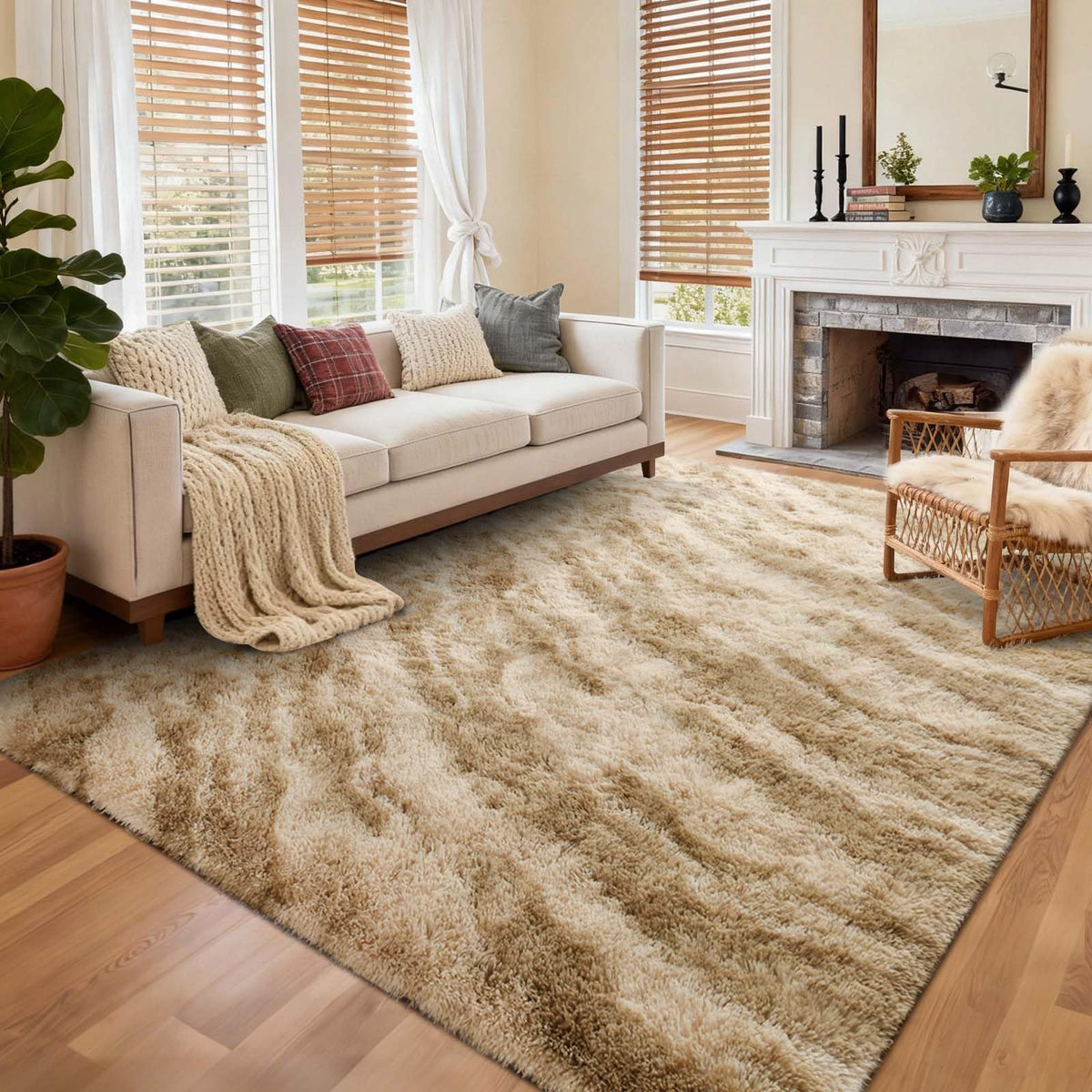 8x10 Ft Extra Large Shag Rugs for Living Room, Tie Dyed Ultra Soft Fluffy Furry Area Rugs for Bedroom Indoor Floor, Aesthetic Carpet for Kids Home Decor (Dark Grey)