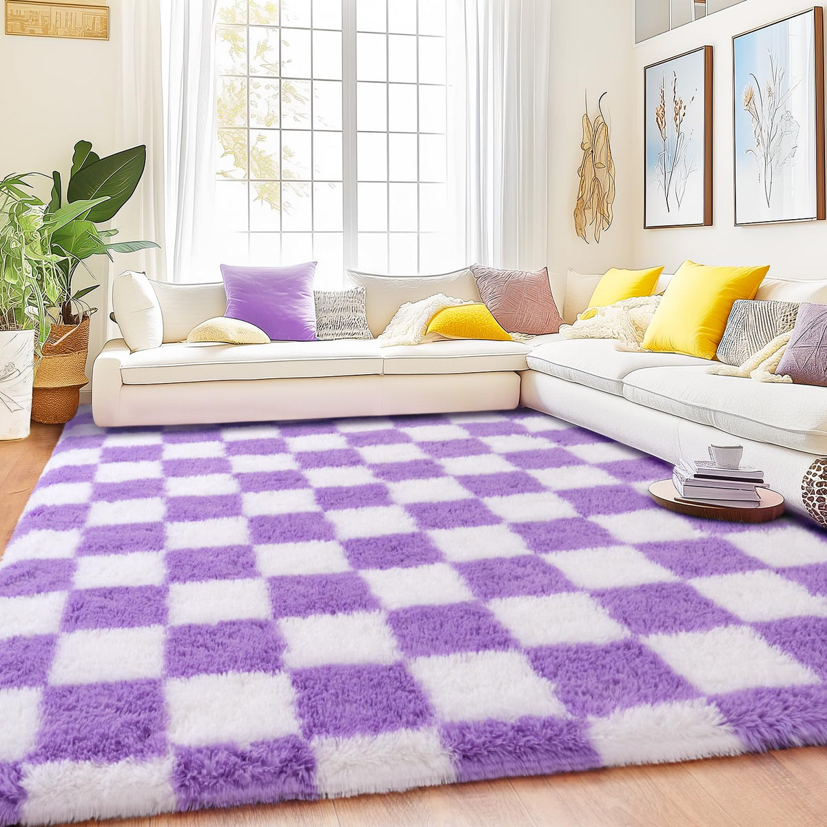 8x10 Area Rugs for Living Room, Large Ultra Fluffy Fuzzy Shag Rug for Bedroom, Modern Plush Soft High Pile Upgrade Non-Slip Carpet for Kids Girls and Boys Room Decor, Tie-Dyed Blue Grey