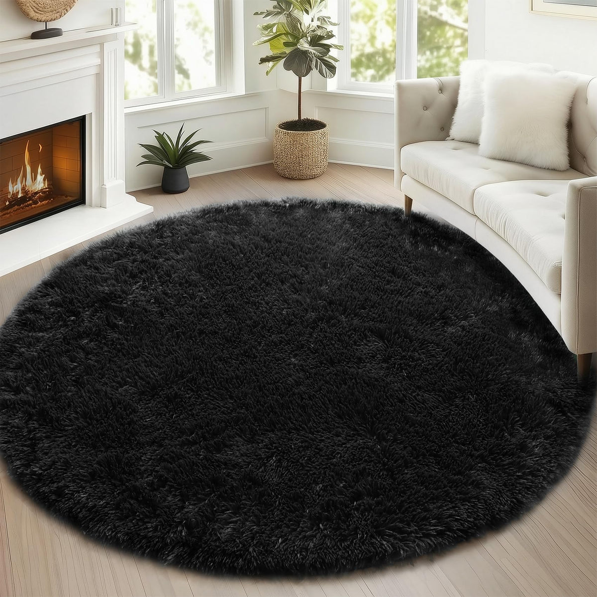 Area Rugs for Living Room Bedroom, 5x8 Fluffy Tie-Dyed Light Grey Shag Rug