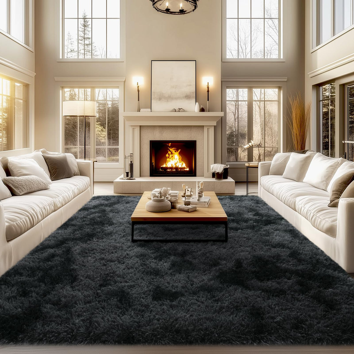 qulint Large Area Rug for Living Room 10x14, Fluffy Tan Rug for Bedroom