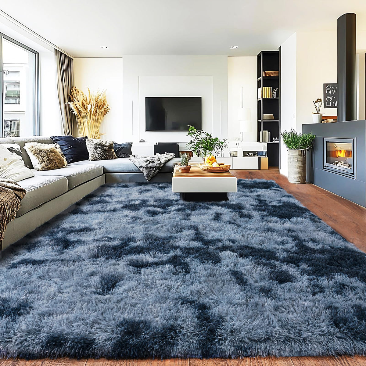 Pionblank 8x10 Rug for Living Room, Fluffy Large Area Rug, Cream White