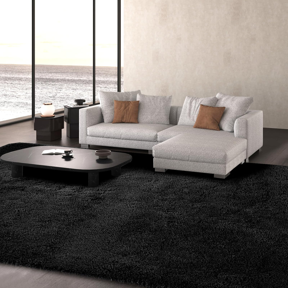 Grey Shag Rug for Living Room 6x9 - Soft Fluffy Plush Area Carpet
