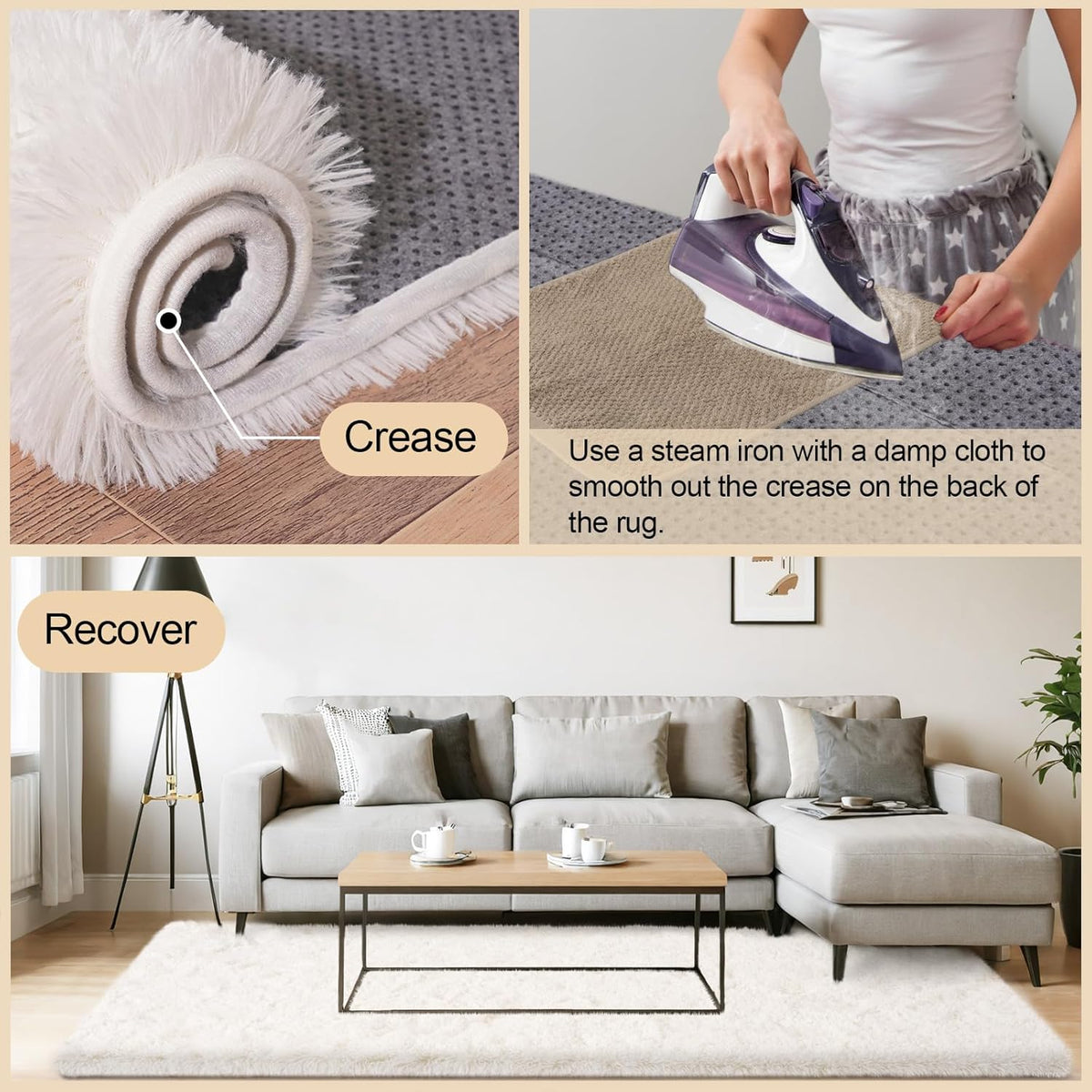 Mugorn 8x10 Area Rugs for Living Room, Large Fluffy Cream White Rugs