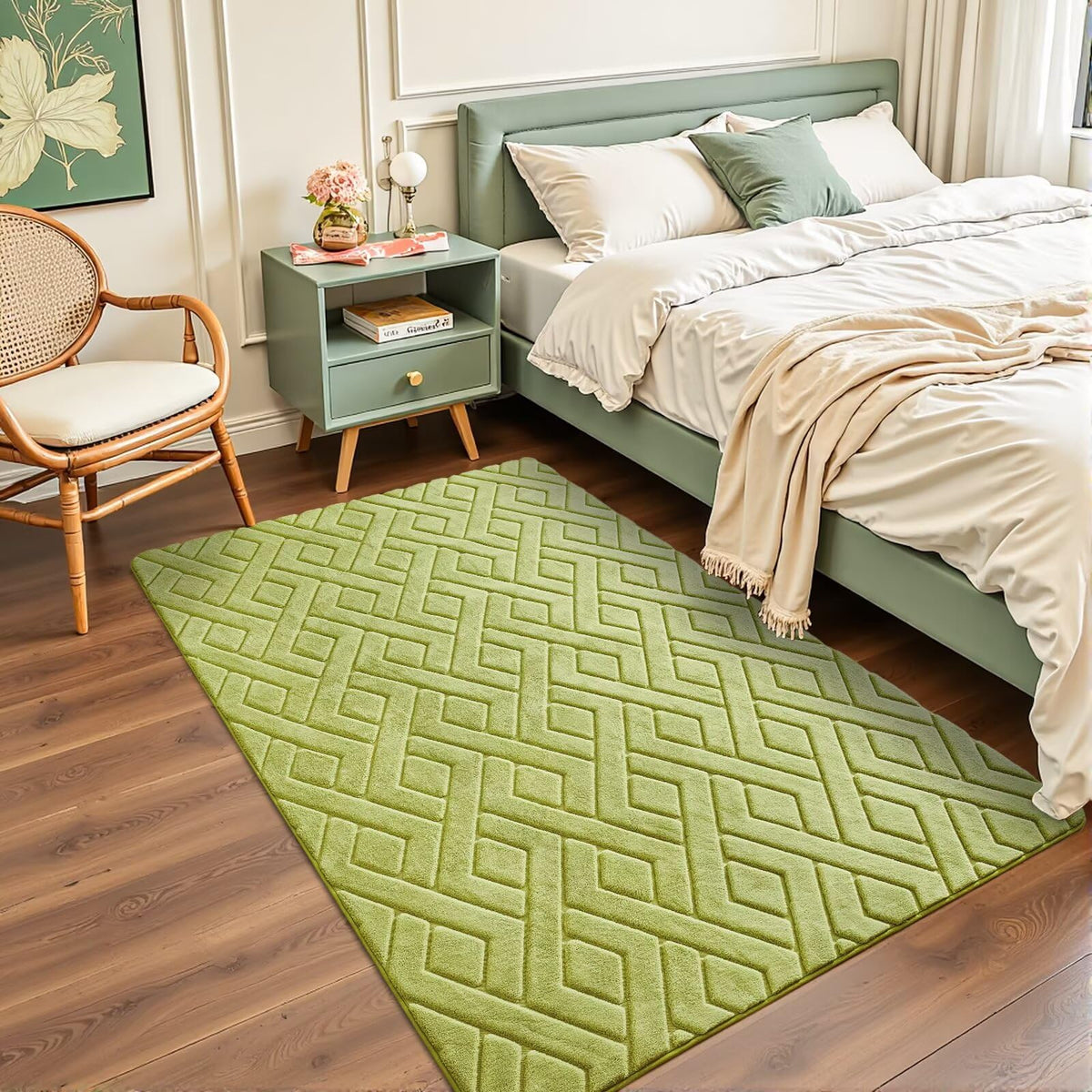 5x7 Black Fluffy Shag Area Rug for Living Room Bedroom