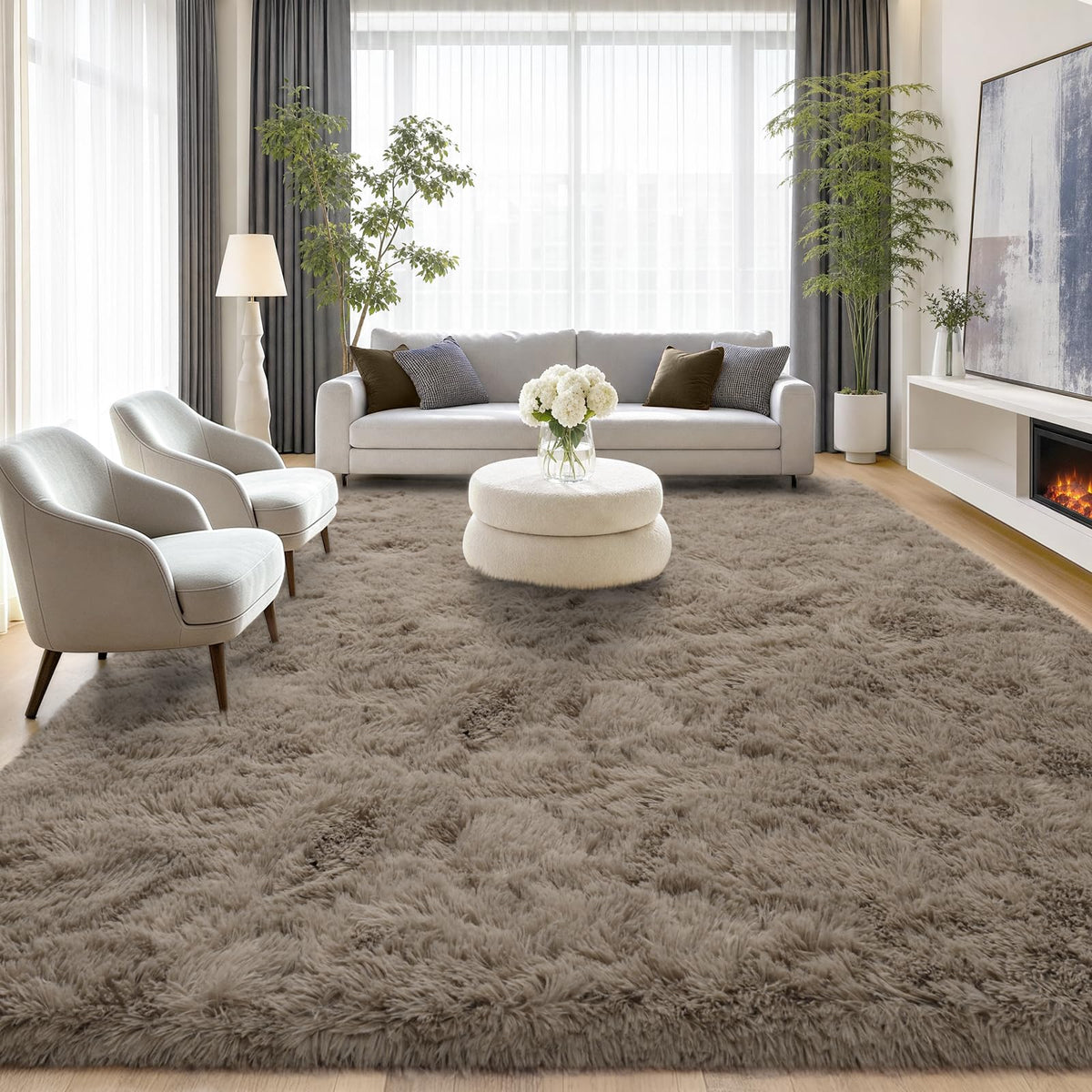 8x10 Shag Area Rug for Living Room, Fluffy Plush Rug Non-Slip Floor Carpet