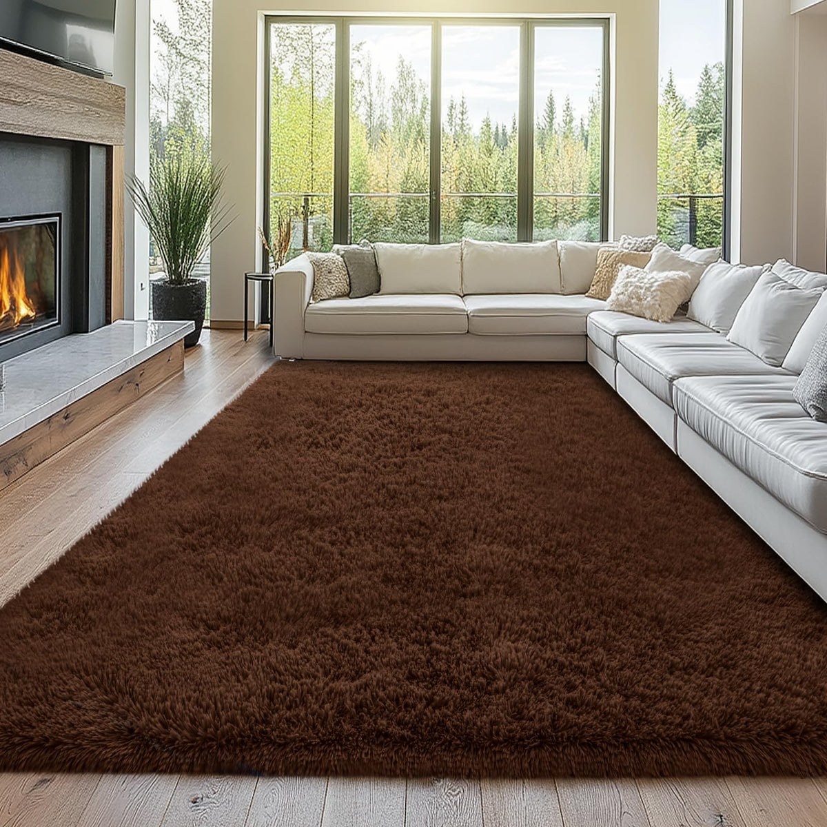 Topmaxcs Fluffy 8x10 Area Rug for Living Room – Grey Shag Plush Rugs
