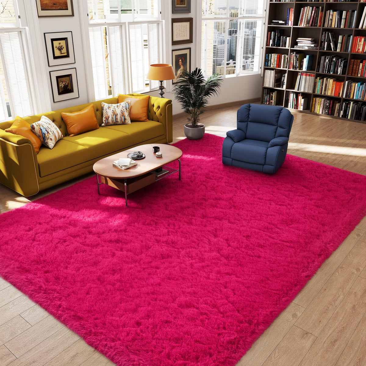 Orange 8x10 Area Rugs for Living Room Bedroom, Soft Plush Fluffy Large Rug