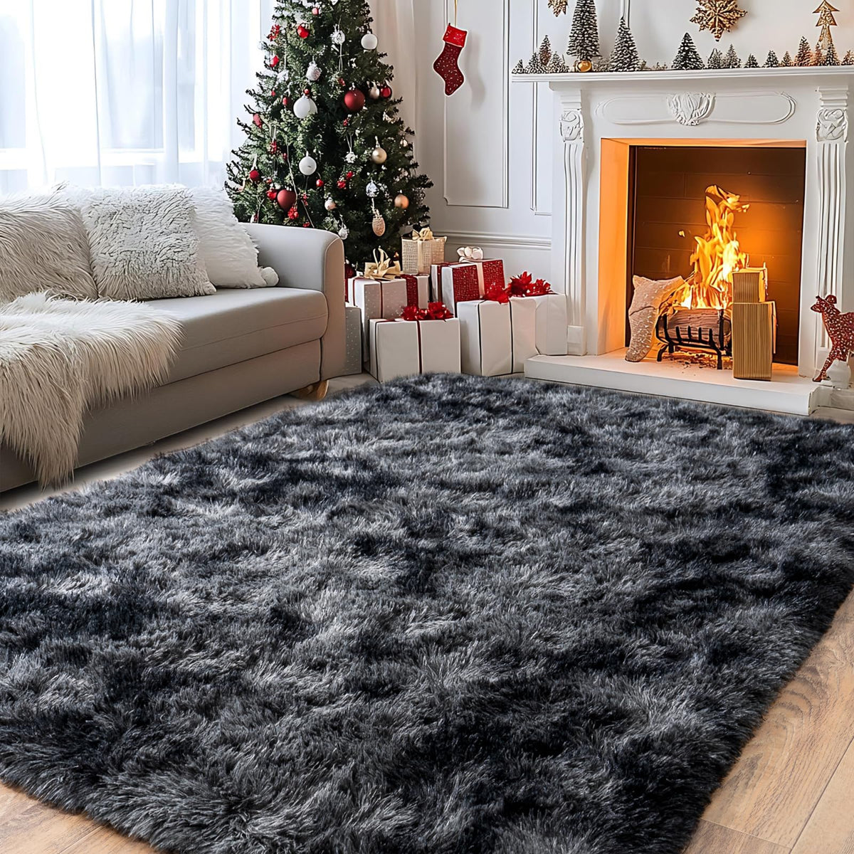 Pionblank 8x10 Rug for Living Room, Fluffy Large Area Rug, Cream White