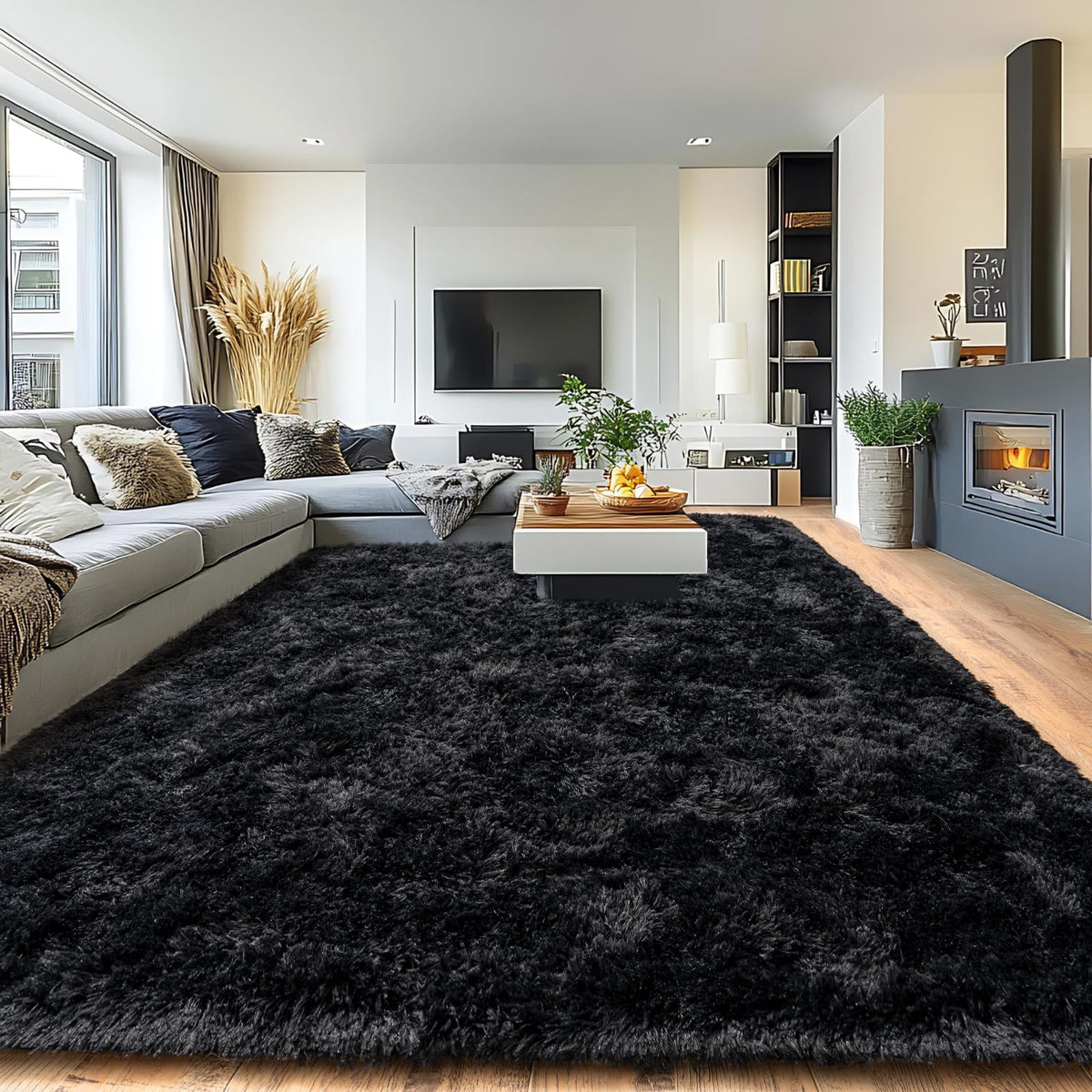 Pionblank 8x10 Rug for Living Room, Fluffy Large Area Rug, Cream White