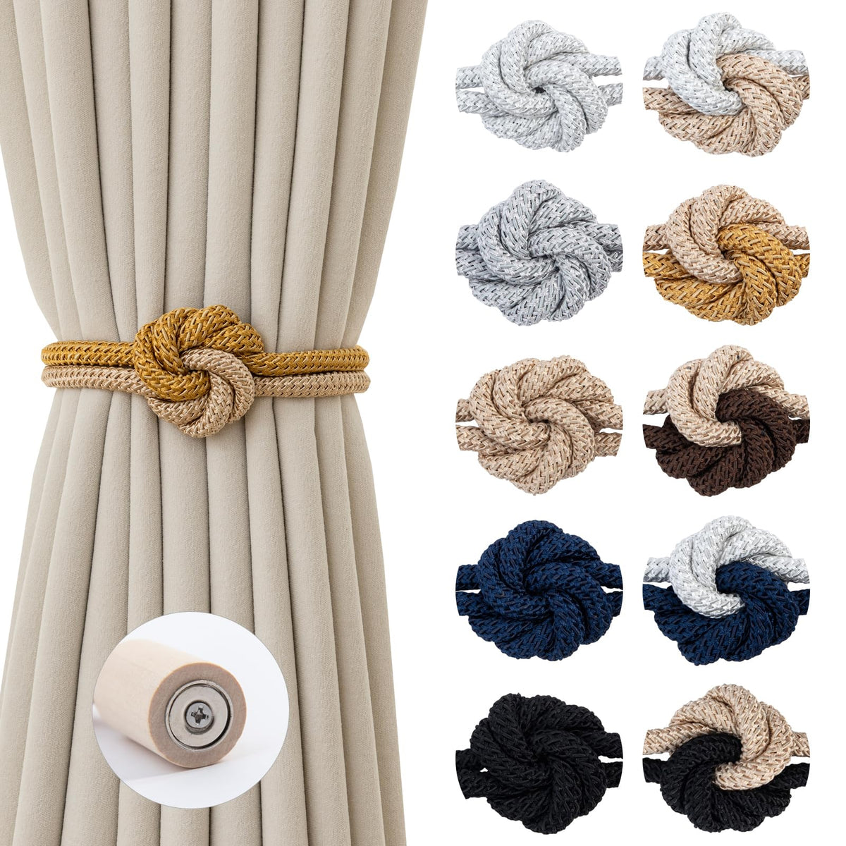 Magnetic Curtain Tiebacks Holdbacks Rope Curtain Tie Backs Outdoor Contoeey