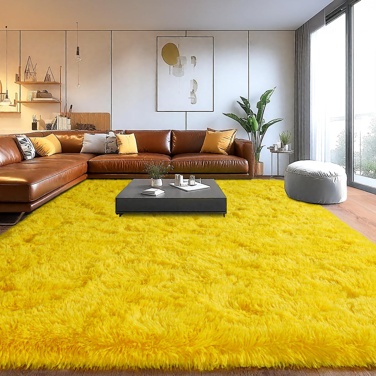 8x10Ft Soft Shaggy for Living Room, High Pile Fluffy Rugs Blush Area Rug