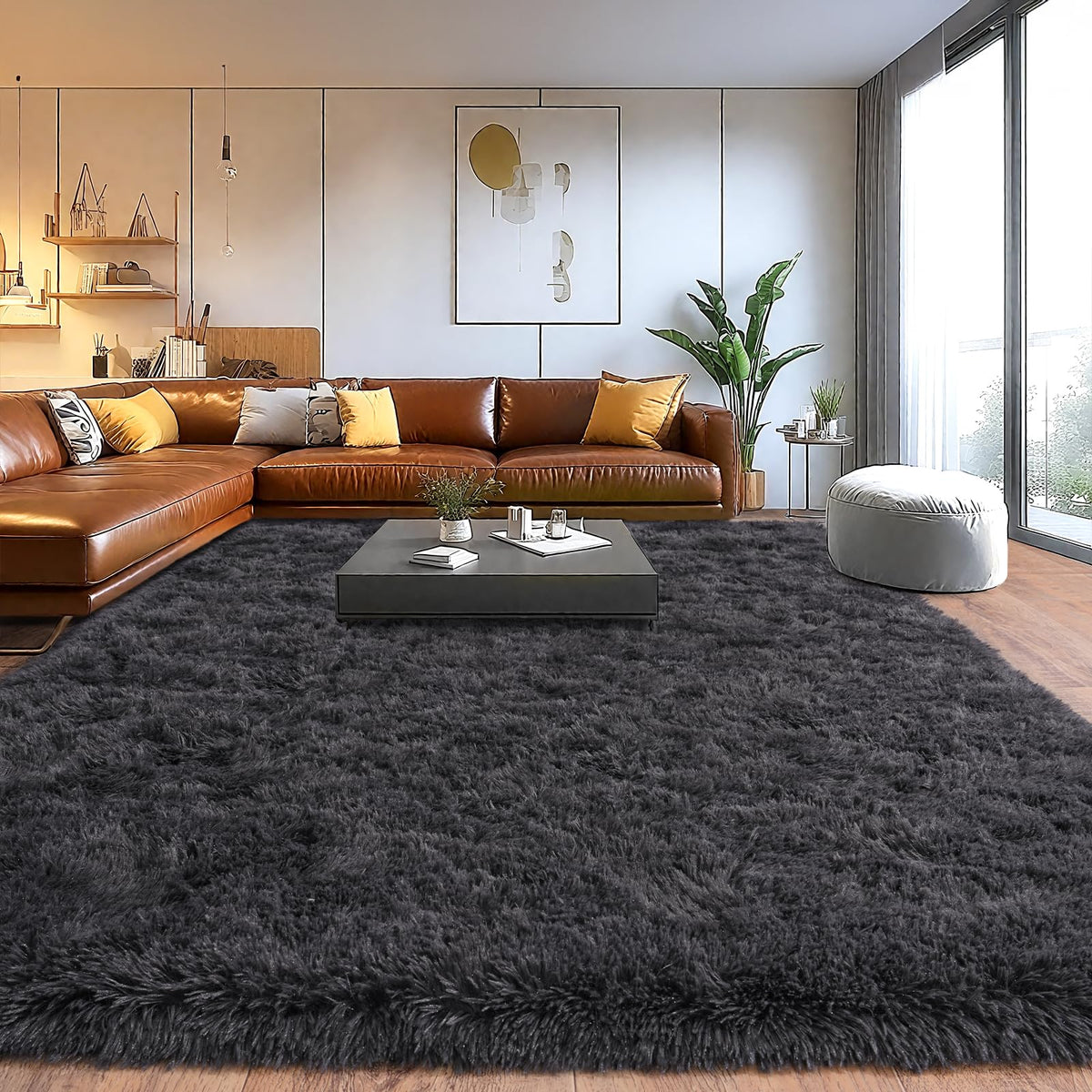 8x10Ft Soft Shaggy for Living Room, High Pile Fluffy Rugs Blush Area Rug
