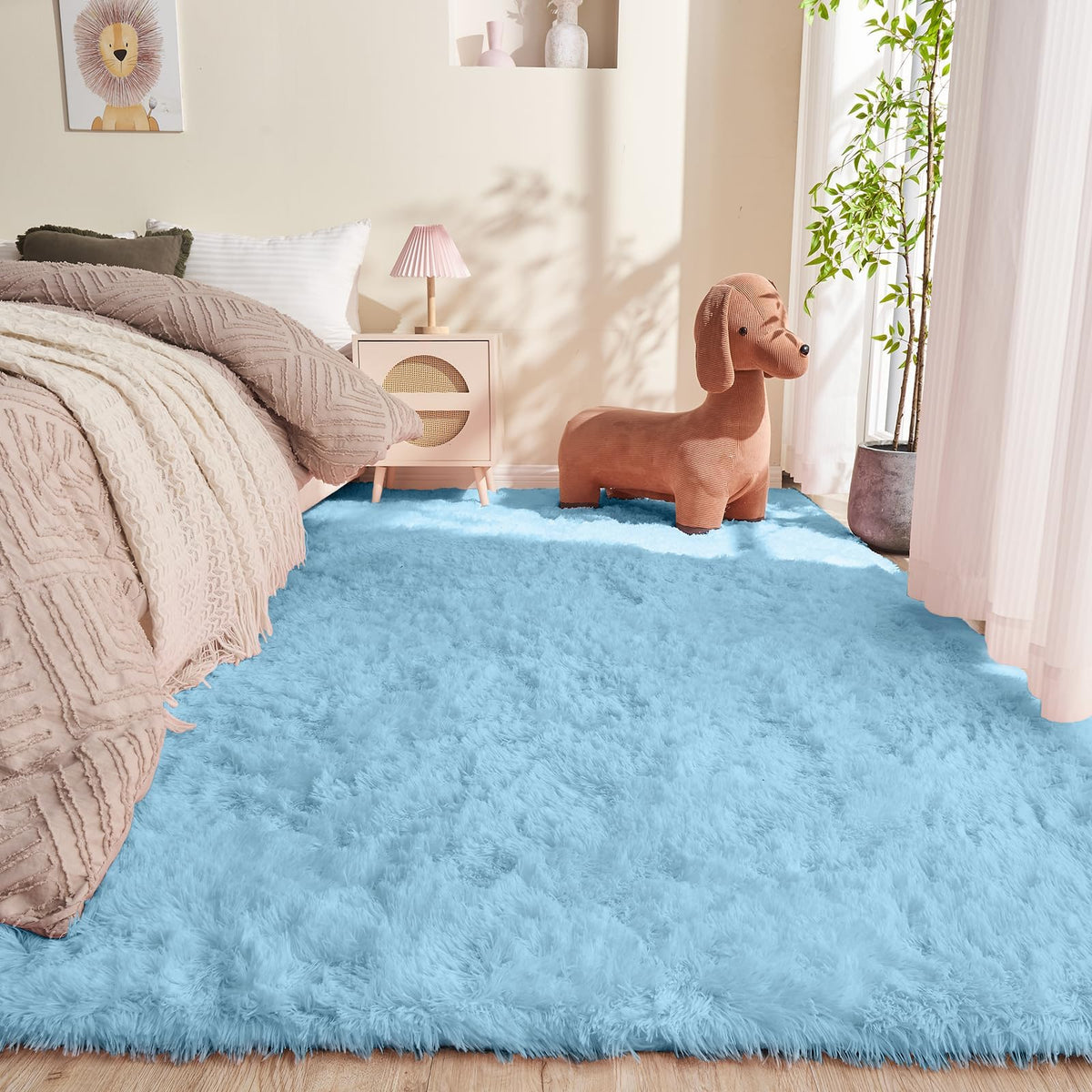 OPPODREAM 5x7 Beige Rugs for Bedroom, Ultra-Soft Fluffy Area Rugs for Living Room, 5 x 7 Shag Carpet for Nursery, Kids, Girl, Boy, Baby, Plush, Fuzzy, Shaggy, Cute Home Decor