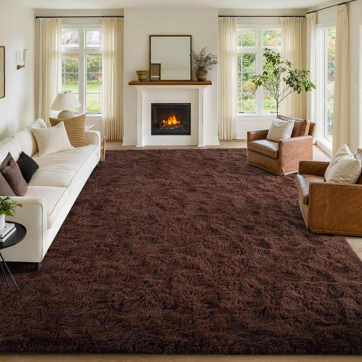 8x10 Area Rugs for Living Room Fluffy Carpet(Black)