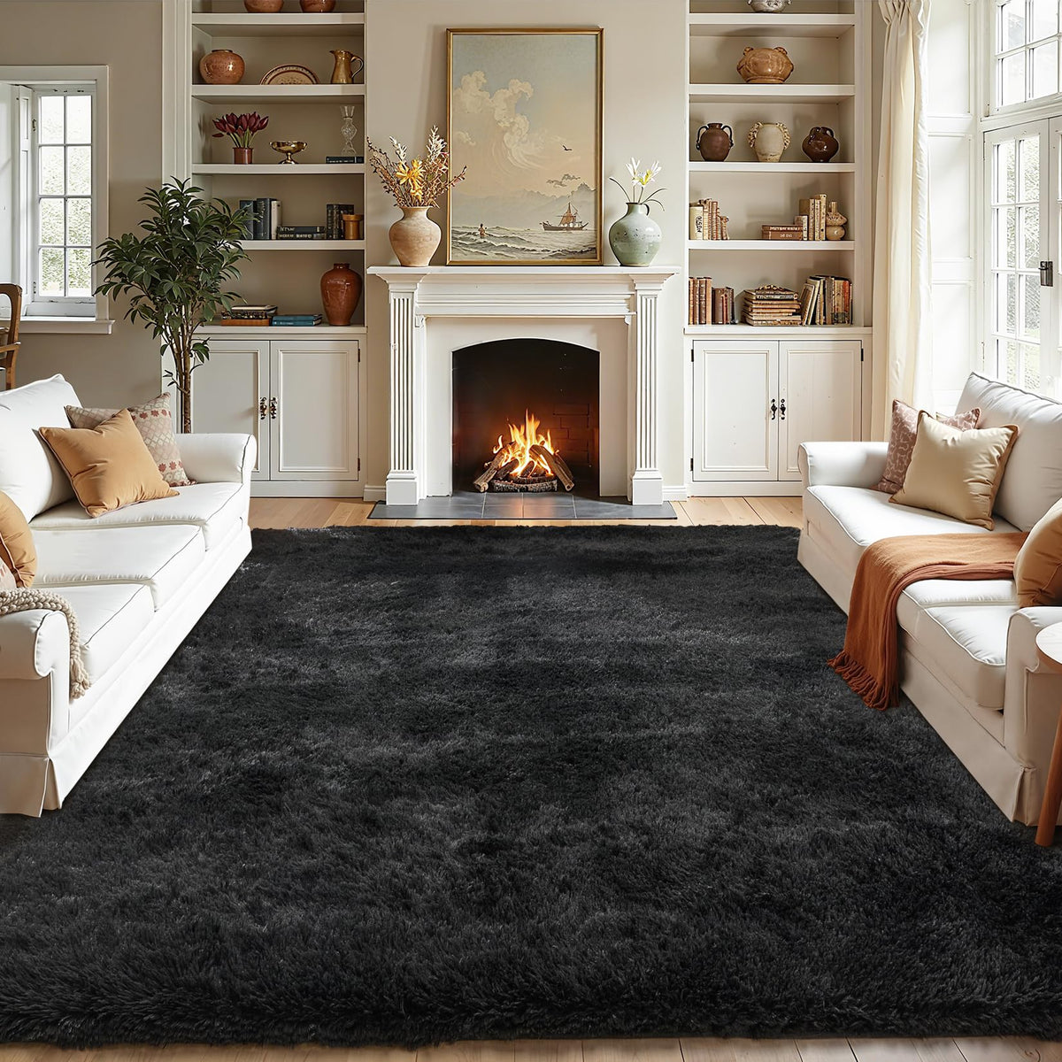 White Fluffy Area Rugs for Bedroom - 5x7 Soft Plush Shag Rug for Living Room Nursery Kids Room - Non Slip Fuzzy Shaggy Floor Carpets for Girls Boys Play Room Dorm Decor,Cream White