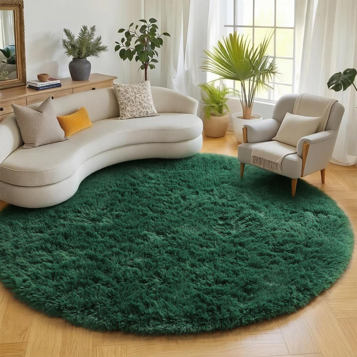 Area Rugs for Living Room Bedroom, 5x8 Fluffy Tie-Dyed Light Grey Shag Rug