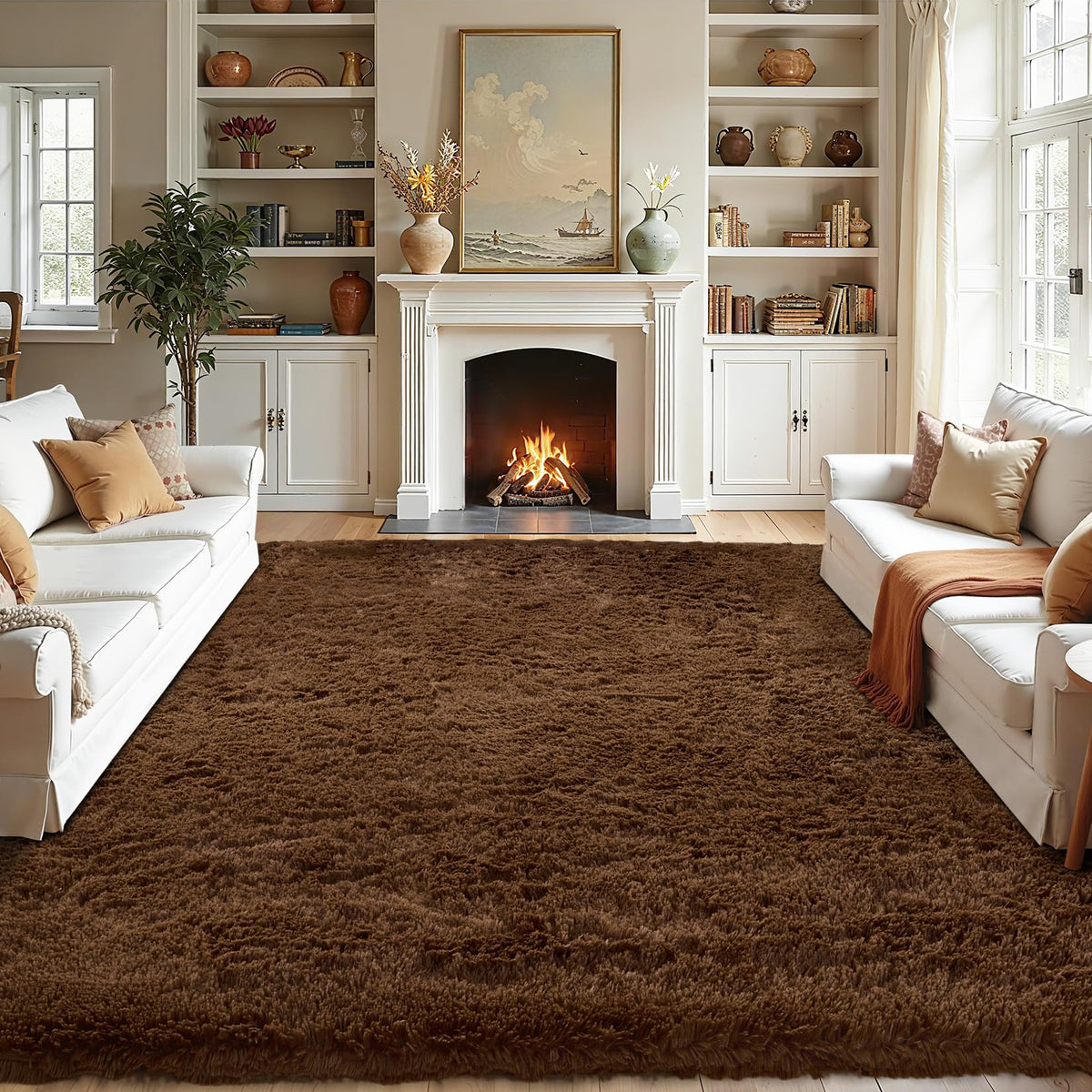 White Fluffy Area Rugs for Bedroom - 5x7 Soft Plush Shag Rug for Living Room Nursery Kids Room - Non Slip Fuzzy Shaggy Floor Carpets for Girls Boys Play Room Dorm Decor,Cream White